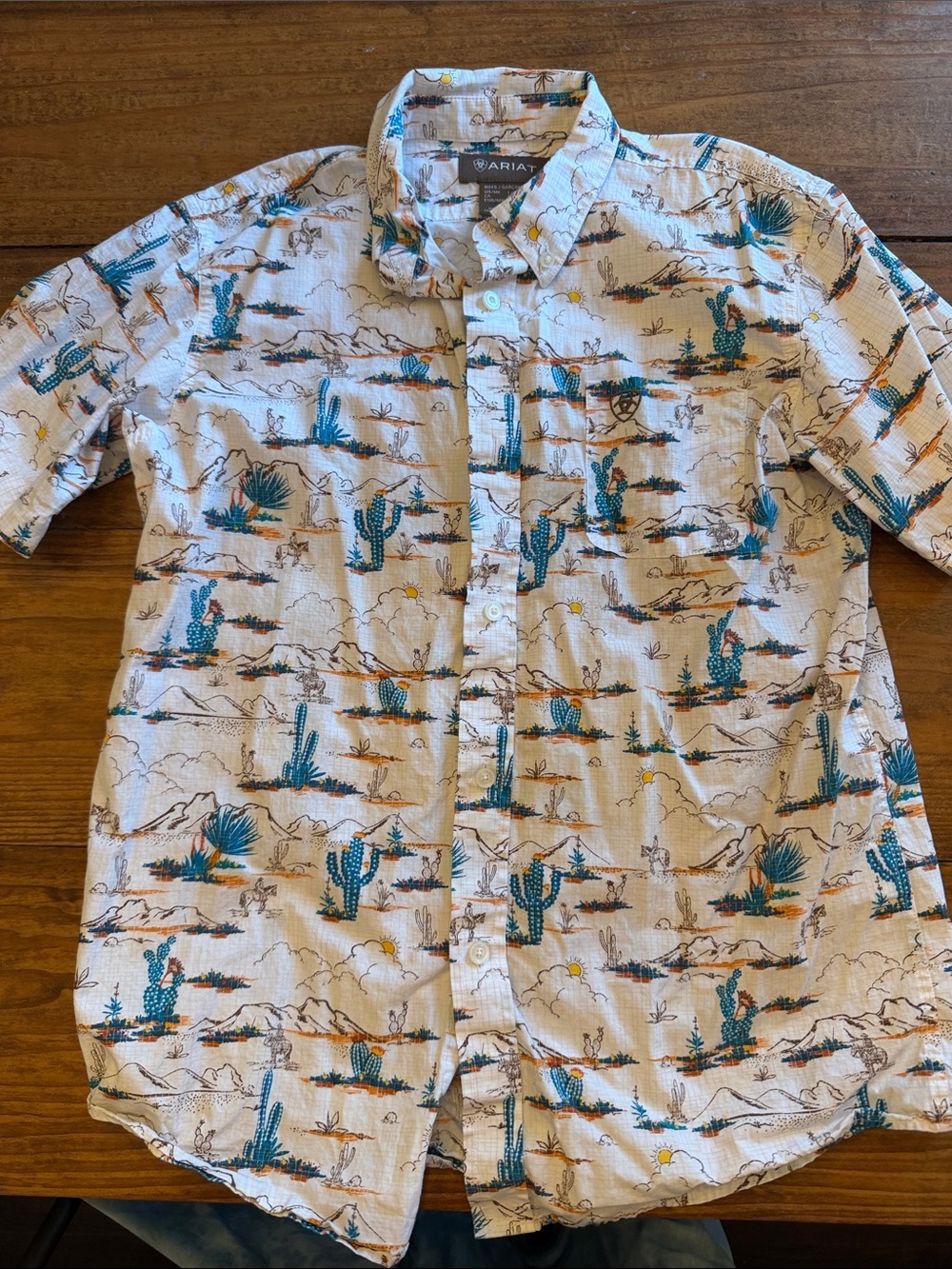 Ariat boys  White Short-Sleeve Desert Cactus Print Shirt